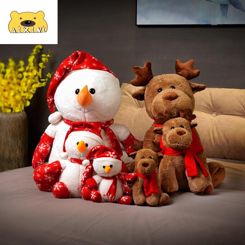 Изображение товара: Милый снеговик, лося, кукла, Рождественская плюшевая игрушка, украшение для фестиваля, раглот, рождественский подарок, вечерние, рождественский подарок для ребенка, подарок на Новый год