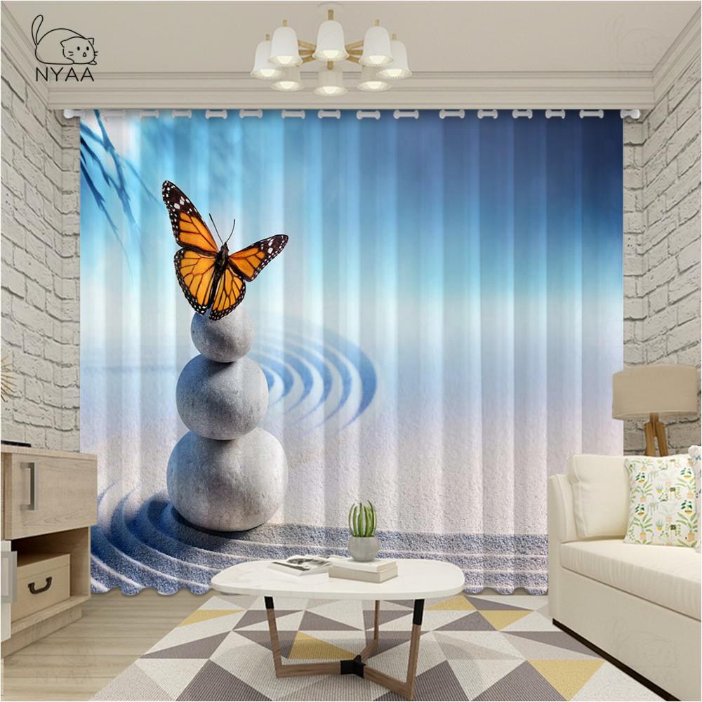 Изображение товара: Затемняющие шторы в китайском стиле с градиентными птицами и бабочками для гостиной, шторы для спальни, цветочные шторы