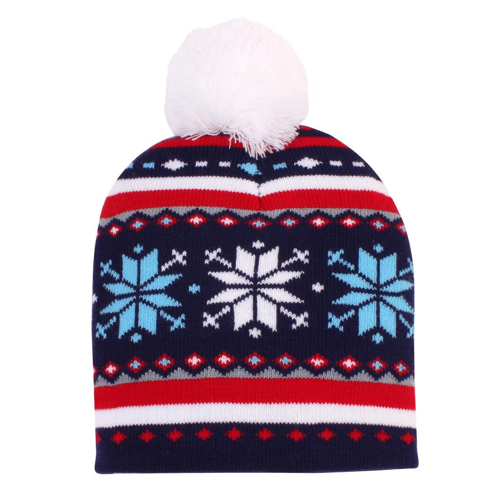 Изображение товара: Новогодняя вязаная шерстяная шапка со светодиодной подсветкой для новорожденных детей и взрослых, теплая шапка, Новогодние рождественские украшения