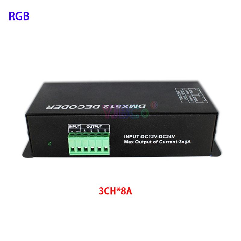 Изображение товара: Декодер RGB RGBW 3CH 4CH, декодер DMX512 с цифровым дисплеем, DMX до PWM, 3CH * 8A 4CH * 4A, Светодиодная лента, диммер, 12 В ~ 24 В
