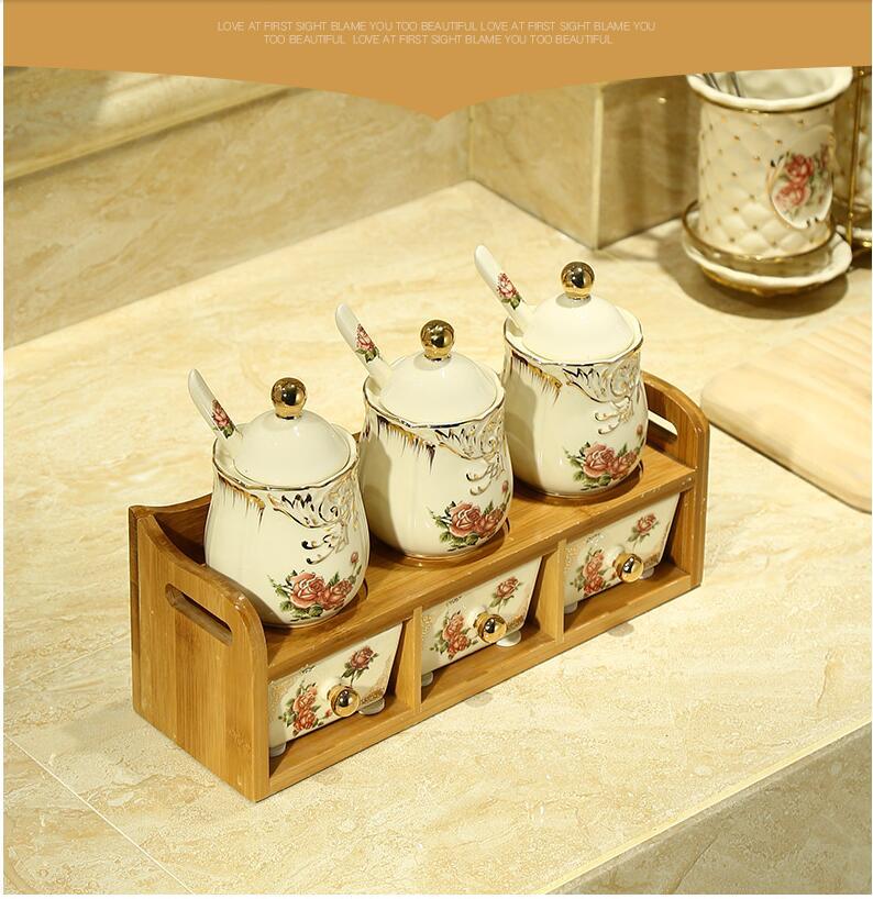Изображение товара: Cemaic bamboo Set Seasoning Bottle Seasoning Salt and Pepper Seasoning Box Spice Container Spice Jar Seasoning Box Kitchen Tools