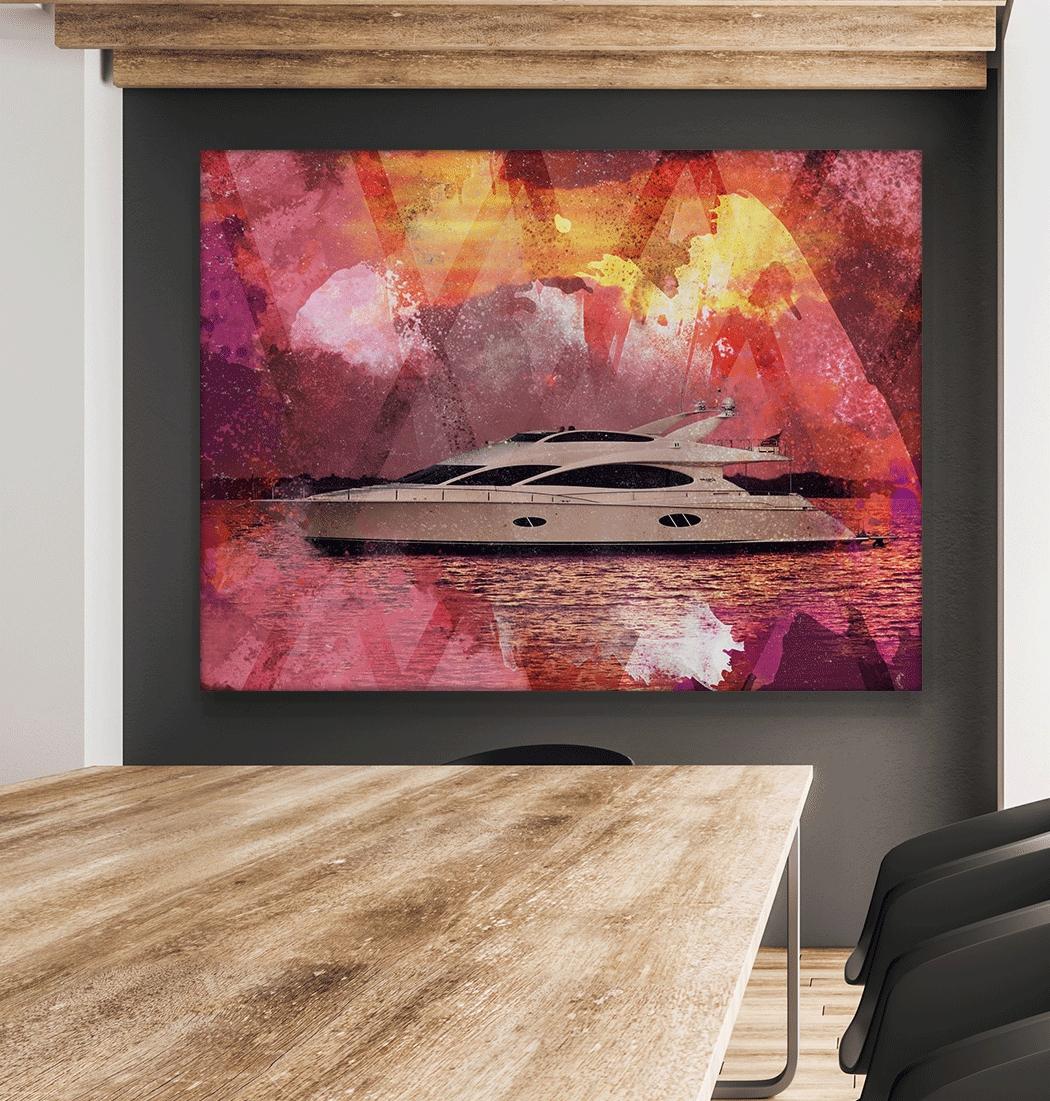 Изображение товара: Модульный холст с изображением розового морского неба, красивые картины для домашнего декора, современный печатный плакат для гостиной, настенный художественный каркас