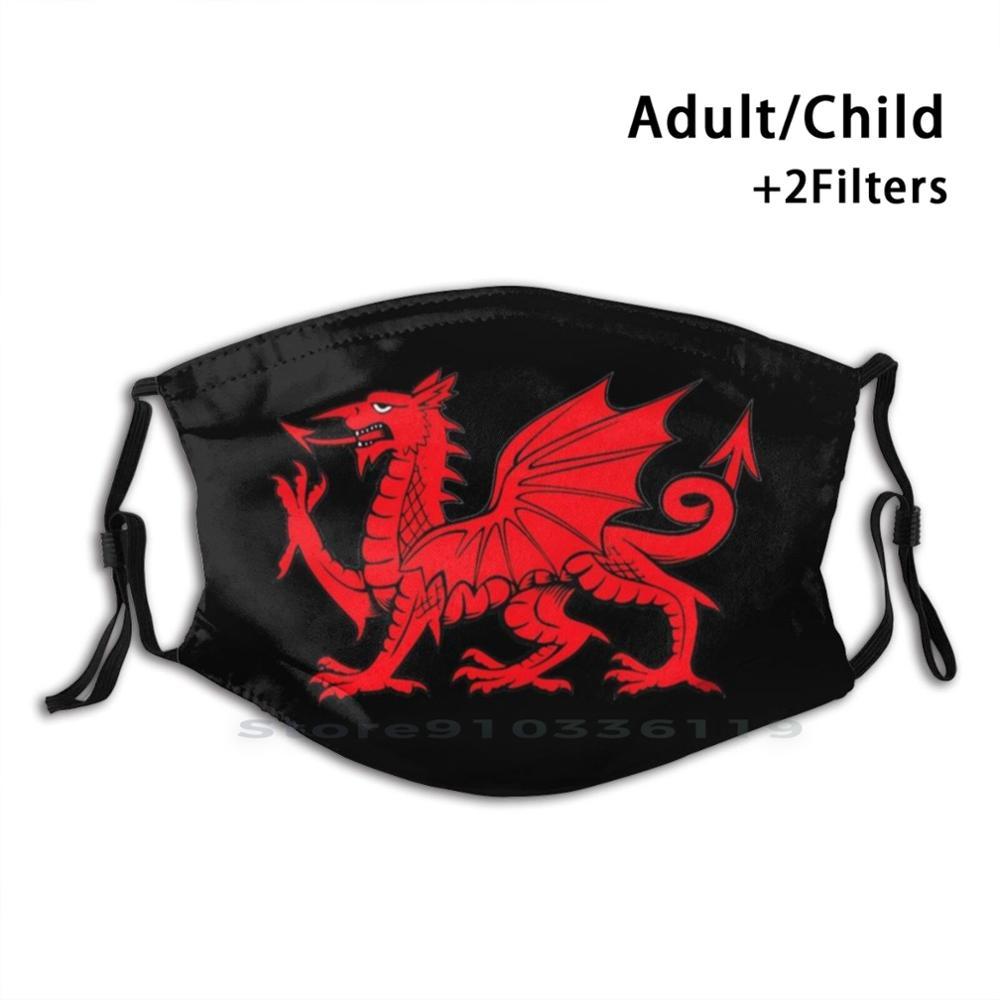 Изображение товара: Y Ddraig Goch | Многоразовая маска с принтом красного дракона Pm2.5, маска для лица с фильтром, детская Валлийский Дракон, красный дракон, ВАЛЛИЙСКИЙ ДРАКОН
