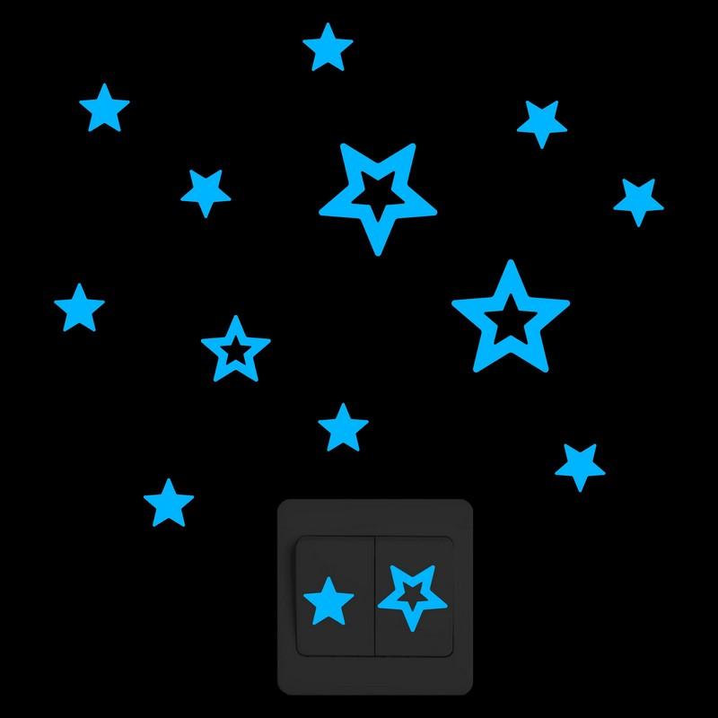 Изображение товара: Светящиеся сердца переключатели наклейки/светящиеся звезды настенные наклейки/закругленная прямоугольная флуоресцентная полоса/наклейка-бабочка
