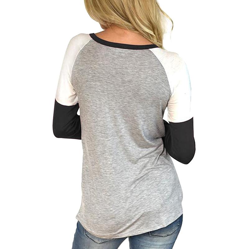 Изображение товара: Женская футболка с длинным рукавом, Однотонная футболка с графическим принтом и круглым вырезом, весна-осень 2020