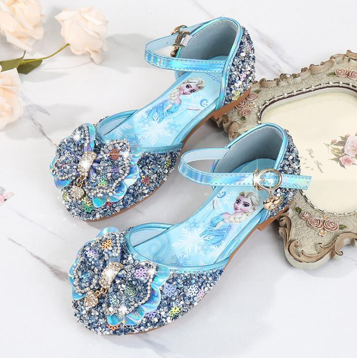 Изображение товара: Новинка, Детские свадебные туфли для девочек «Холодное сердце», детская кожаная обувь для девочек, повседневные сандалии на плоской подошве