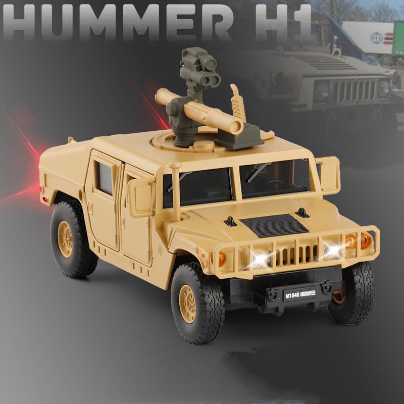 Изображение товара: Новый продукт 1:32 Hummer H1 военная модель сплава, моделирование 6 дверей звук и свет внедорожные игрушки, детские подарки, бесплатная доставка