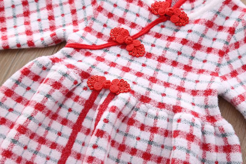 Изображение товара: Вязаное платье для девочек платья для маленьких девочек; Осень-зима; Платье для малышей Костюм принцессы детская одежда свитер в клетку для детей 1-5 лет