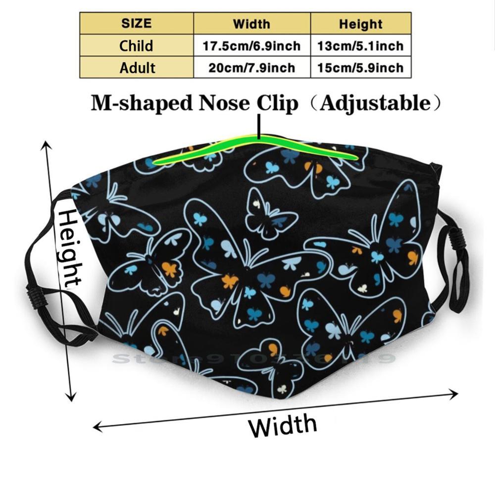 Изображение товара: Забавные красочные бабочки художественный дизайн забавные летние бабочки рубашка с принтом многоразовая маска Pm2.5 фильтр маска для лица для детей