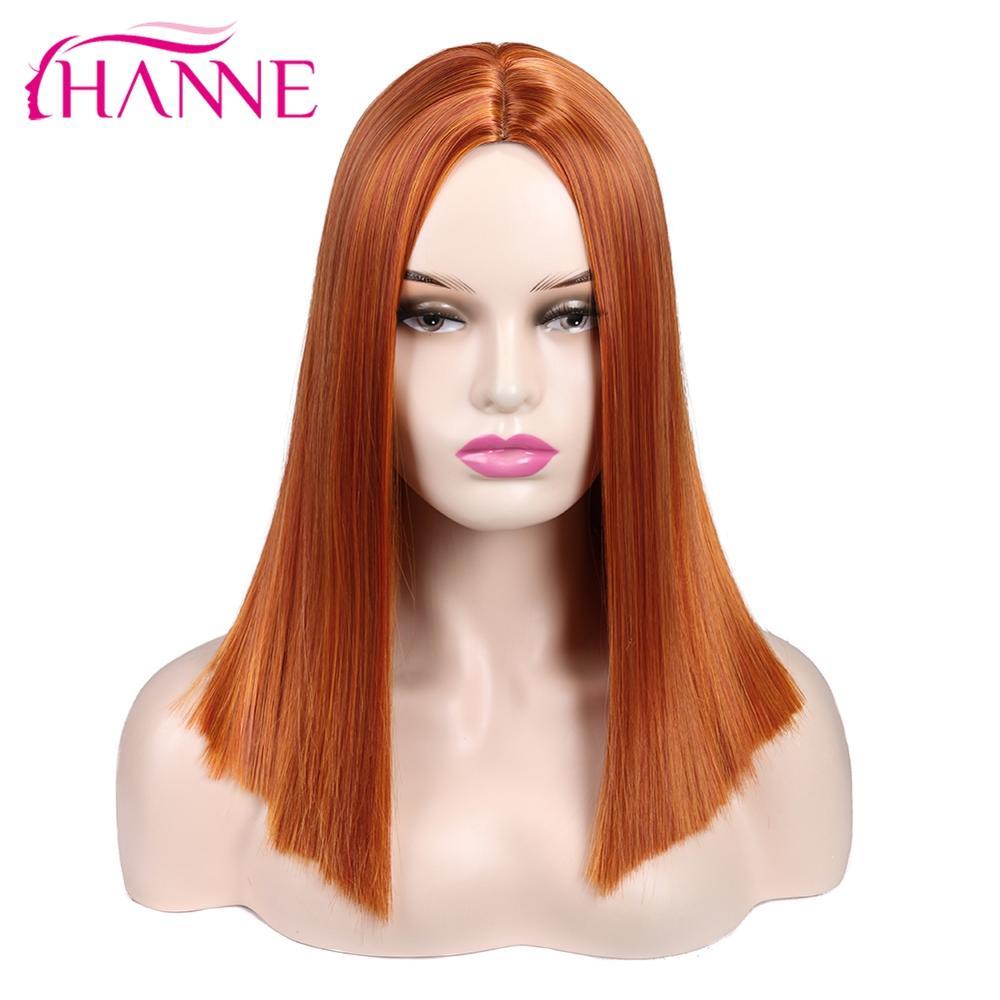 Изображение товара: Парик HANNE для чернокожих/белых женщин, термостойкие синтетические волосы, длина прямого плеча, для косплея или вечерние, оранжевый/желтый/розовый/серый