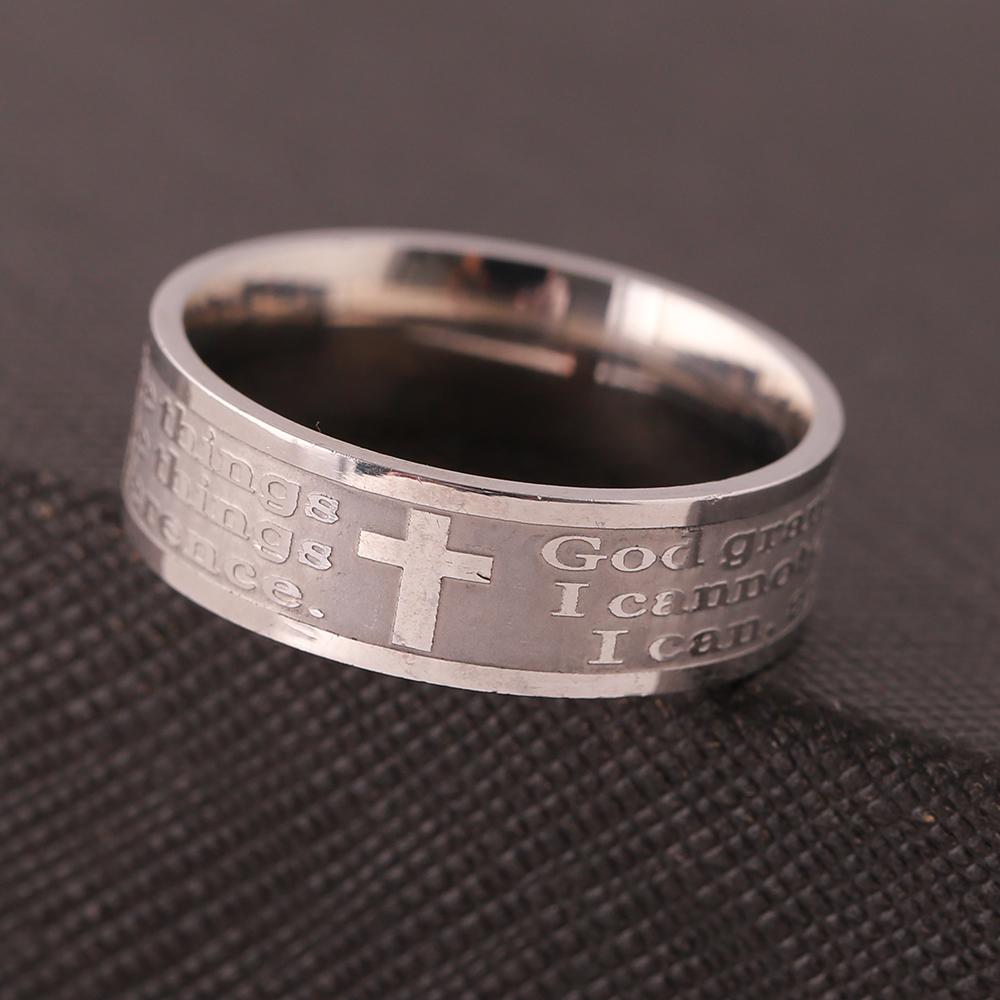Изображение товара: Cross Etch Christian Serenity Prayer Stainless Steel Jewelry Ring For Men Women Size 17mm to 22mm