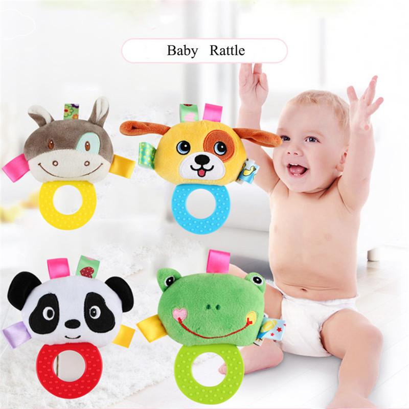 Изображение товара: Погремушки для новорожденных, игрушка, ручной Колокольчик, кольца для малышей, интерактивные милые Мультяшные животные, плюшевые игрушки, подарок для раннего образования
