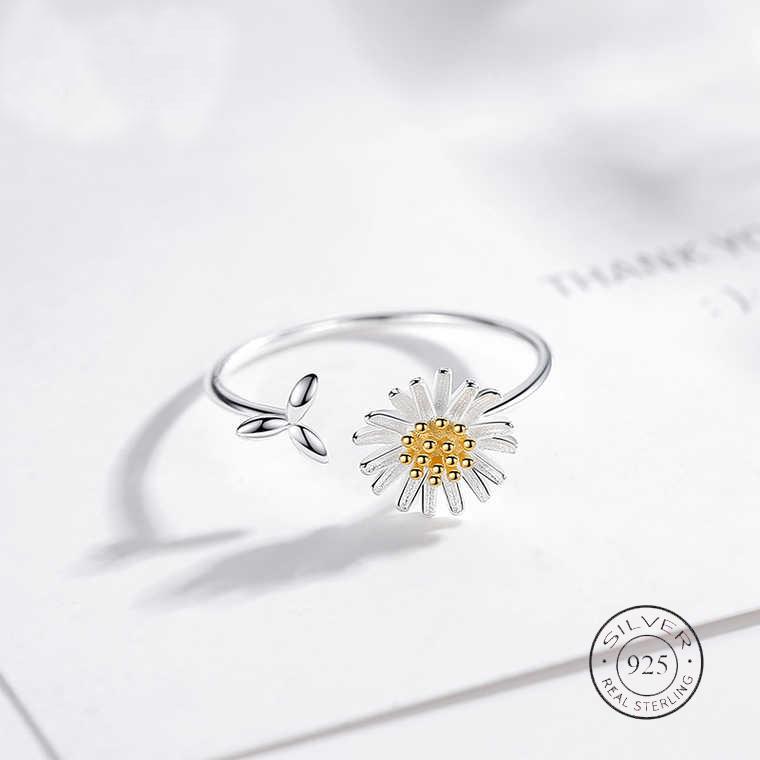 Изображение товара: Женский витой цветок из серебра 100% пробы, 925 пробы, женские кольца на палец