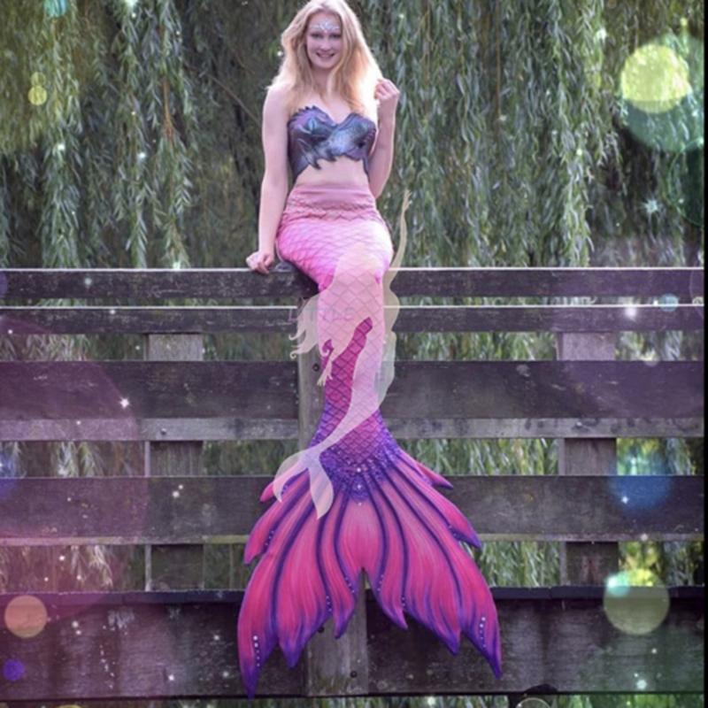 Изображение товара: Женский купальник с хвостом русалки, летний пляжный костюм для взрослых с розовым хвостом