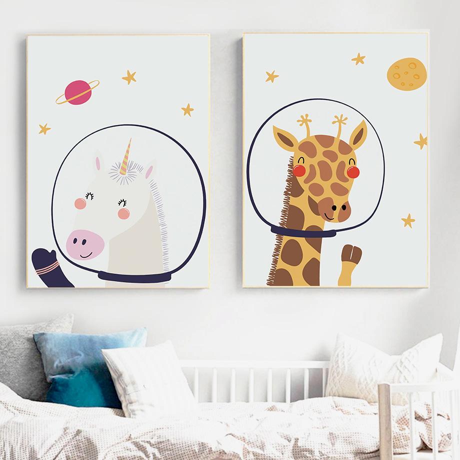 Изображение товара: Настенные картины на холсте с изображением зебры единорога жирафа кота фламинго, скандинавские постеры и принты для украшения детской комнаты