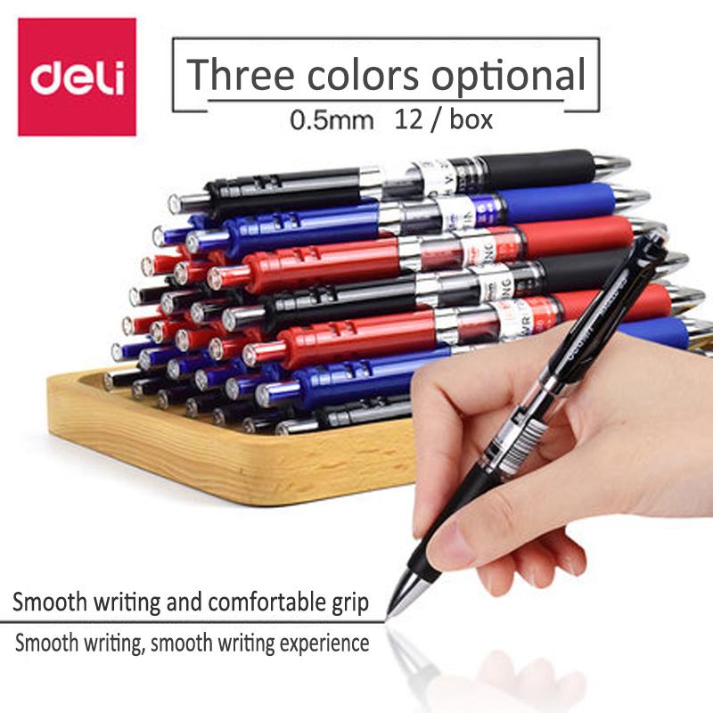 Изображение товара: Deli гелевая ручка для офиса студенты записывают 0,5 мм Углеродные черные, красные и синие канцелярские принадлежности 33388 имеются спецификации