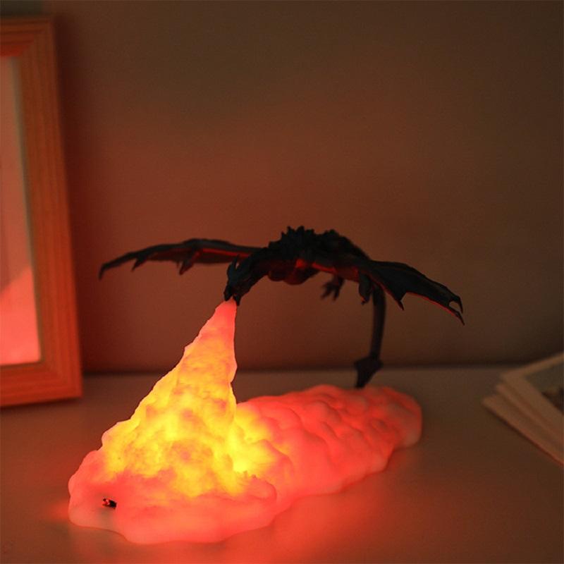 Изображение товара: Декоративная настольная лампа с 3D-принтом огненного дракона/Ледяного Дракона, с USB-разъемом, перезаряжаемая, для детей