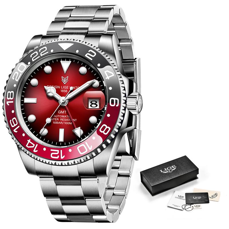 Изображение товара: LIGE механические часы для мужчин 10Bar Tourbillon Роскошные мужские часы Автоматические спортивные наручные часы двухцветные Relogio Masculino 2020