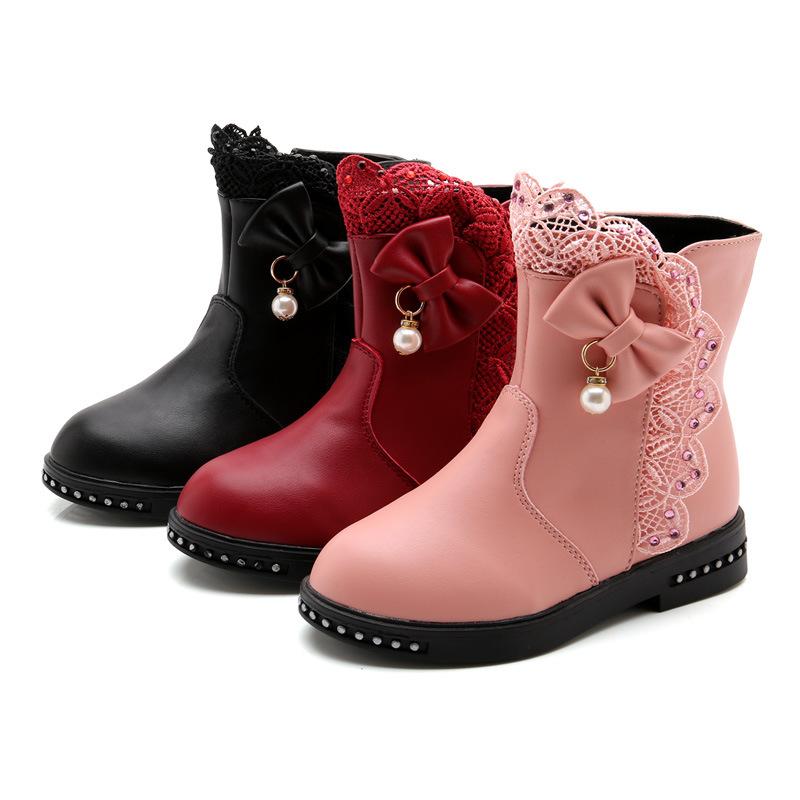 Изображение товара: Детские Ботинки Martin, Осень-зима 2020, хлопковая обувь, новые ботинки для девочек, черные кожаные ботильоны для мальчиков, детская повседневная обувь E123