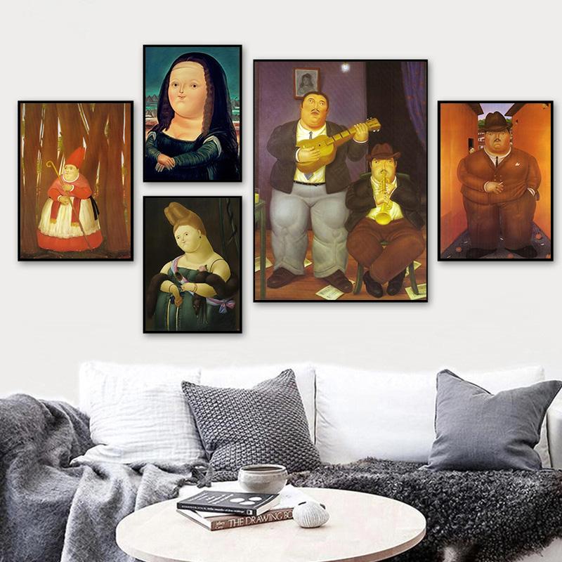 Изображение товара: Скандинавская забавная Картина на холсте «Мона Лиза» от Фернандо Ботеро знаменитые настенные картины для гостиной домашний Декор (без рамки)