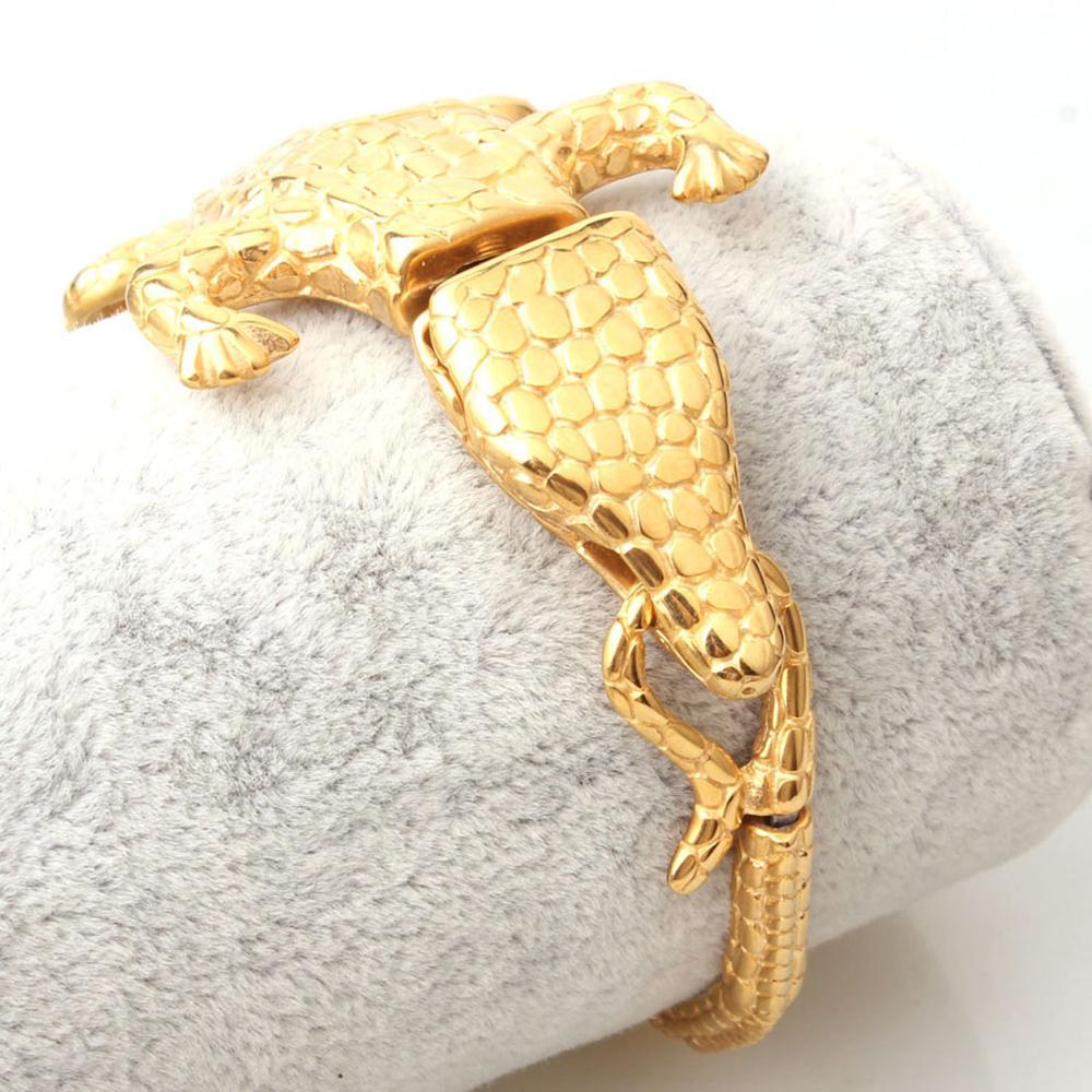 Изображение товара: Tisnium Now модный мужской браслет в форме крокодила дизайнерский эстетический готический ювелирный аксессуар цепочка из нержавеющей стали Панк подарки