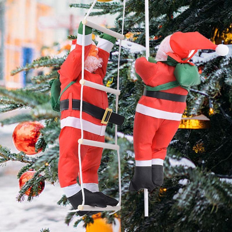 Изображение товара: Рождественский Санта-Клаус, скалолазание, лестничная веревка, дерево, украшение для подвешивания на двери, праздничные вечерние принадлежности, подвесные украшения