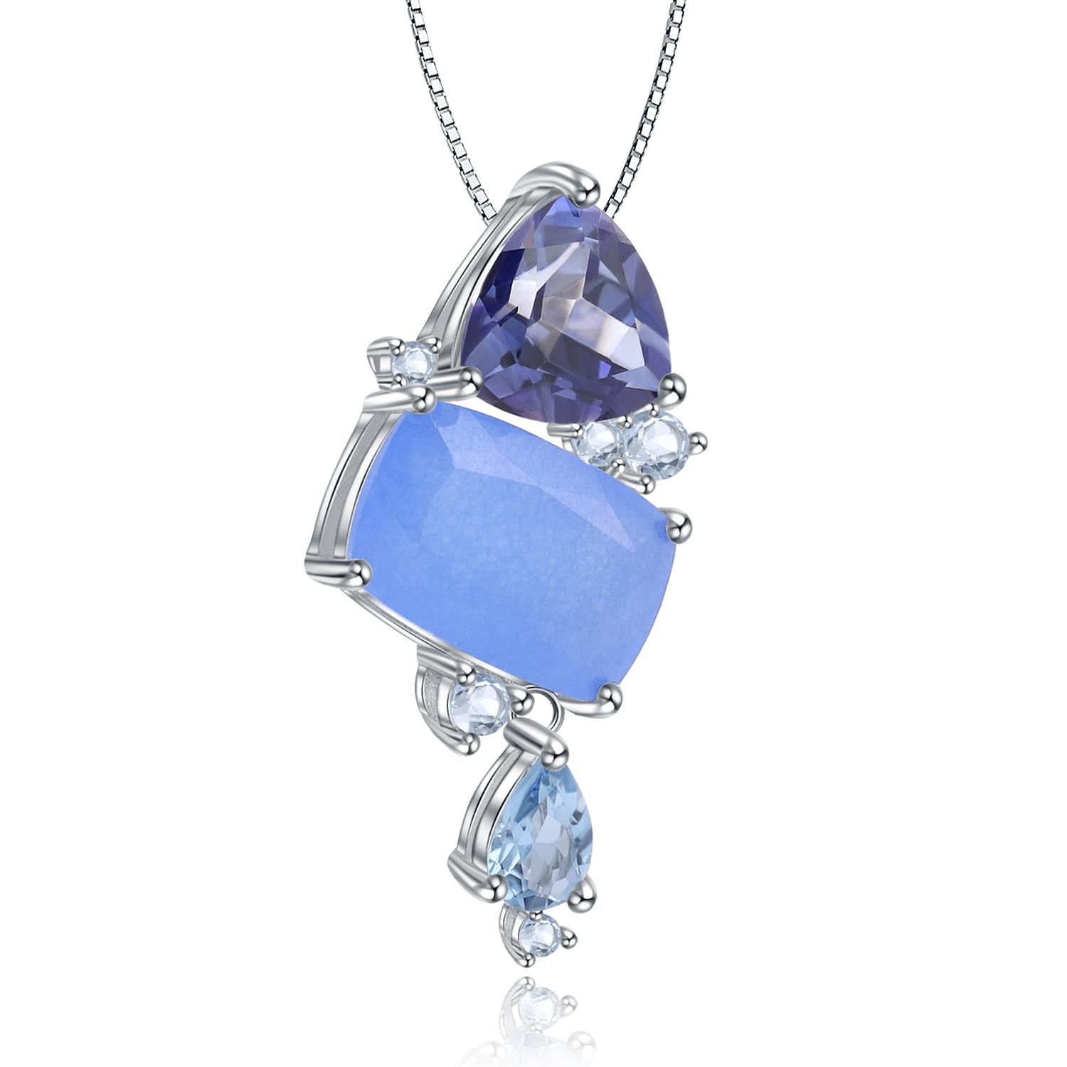 Изображение товара: Женский топаз из серебра 925 пробы GEM'S BALLET, ожерелье с кварцевым кулоном из карамельного топаза, ювелирное изделие с натуральным драгоценным камнем Аква-синего цвета