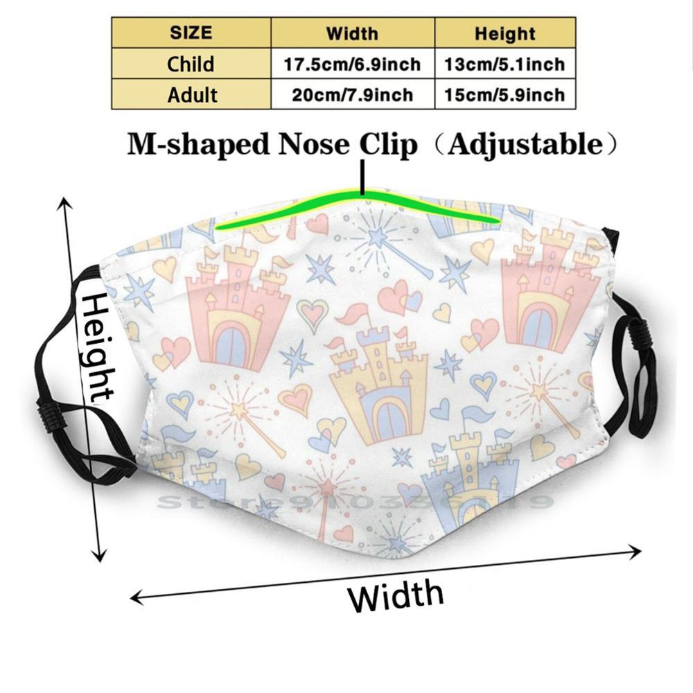 Изображение товара: Маска многоразовая с розовым и синим рисунком маленькой принцессы для рисования, фильтр Pm2.5, детская модная маска для лица для девочек