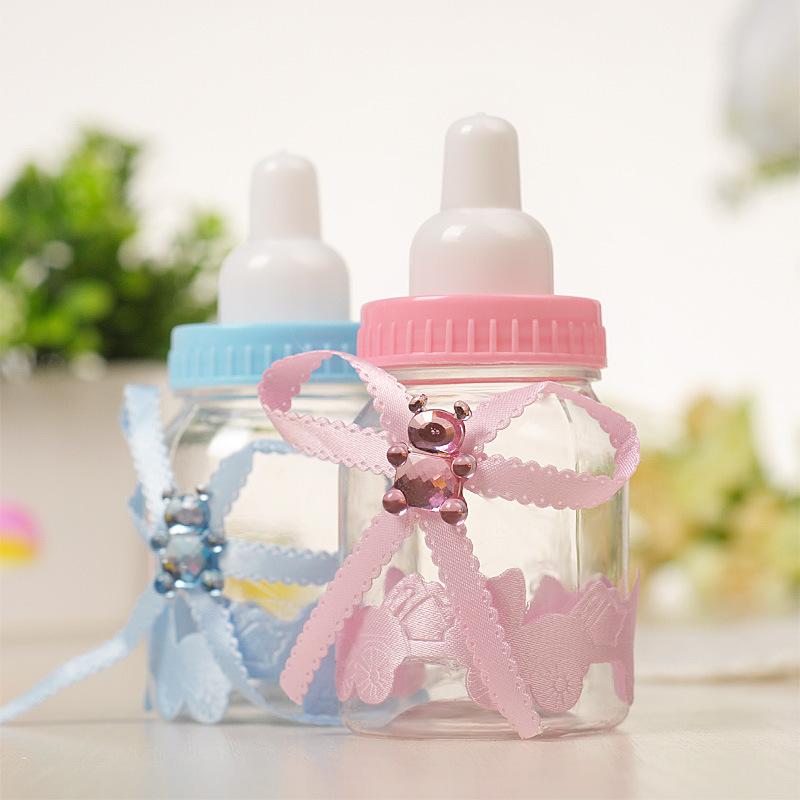 Изображение товара: Бутылочка для кормления молока, стильная бутылка для конфет, Подарочная коробка для душа ребенка, вечерние сувениры для девочек на день рождения (розовый/синий)