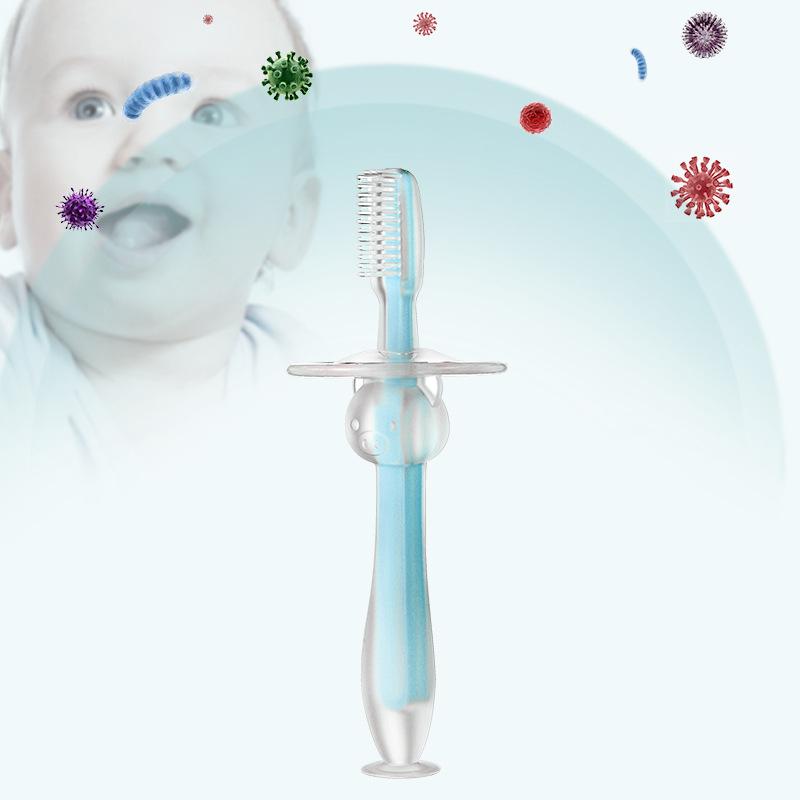 Изображение товара: Безопасная Детская Мягкая силиконовая учебная зубная щетка для новорожденных детей, зубная щетка для ухода за полостью рта, инструмент, детская зубная щетка, детские товары