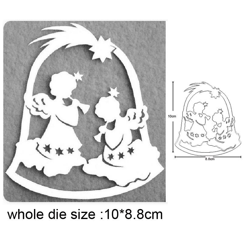 Изображение товара: Счастливого Рождества ангел с колокольчиком металлические штампы трафареты для «сделай сам» Скрапбукинг декоративное тиснение «сделай сам» бумажные карты