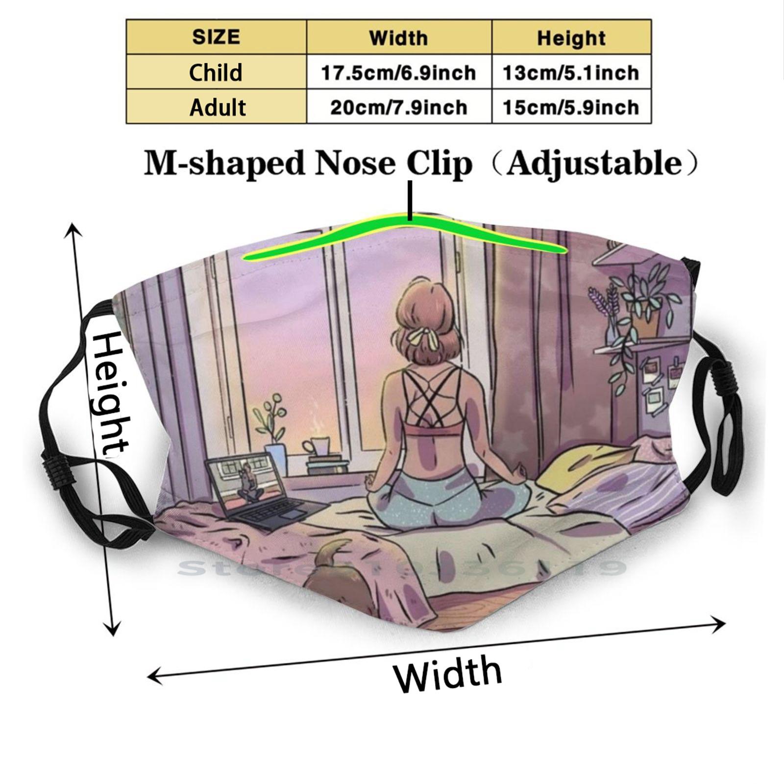 Изображение товара: Многоразовая маска Pm2.5 с парижским принтом, маска для лица с фильтром, Детская Милая винтажная маска с изображением утра, расслабляющая жизнь, розовая Милая вечерняя маска для девочки с закатом