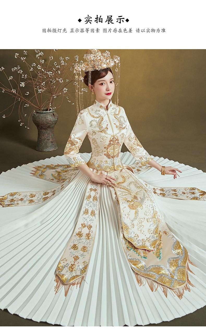 Изображение товара: Женское атласное платье, традиционное атласное платье с вышивкой цвета шампанского, свадебное платье в классическом стиле