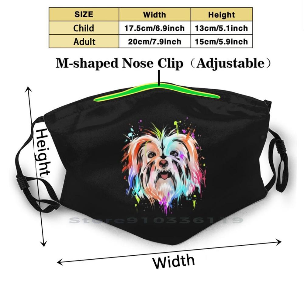 Изображение товара: Яркая многоразовая маска с принтом головы собаки из хаванского волоса Pm2.5, светофильтр, маска для лица, цветная детская собачья Мопса