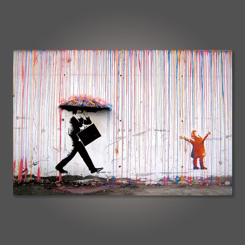 Изображение товара: Бэнкси, прогулка по дождю, улица, граффити, искусство на стене, холст, плакаты и принты для декора гостиной