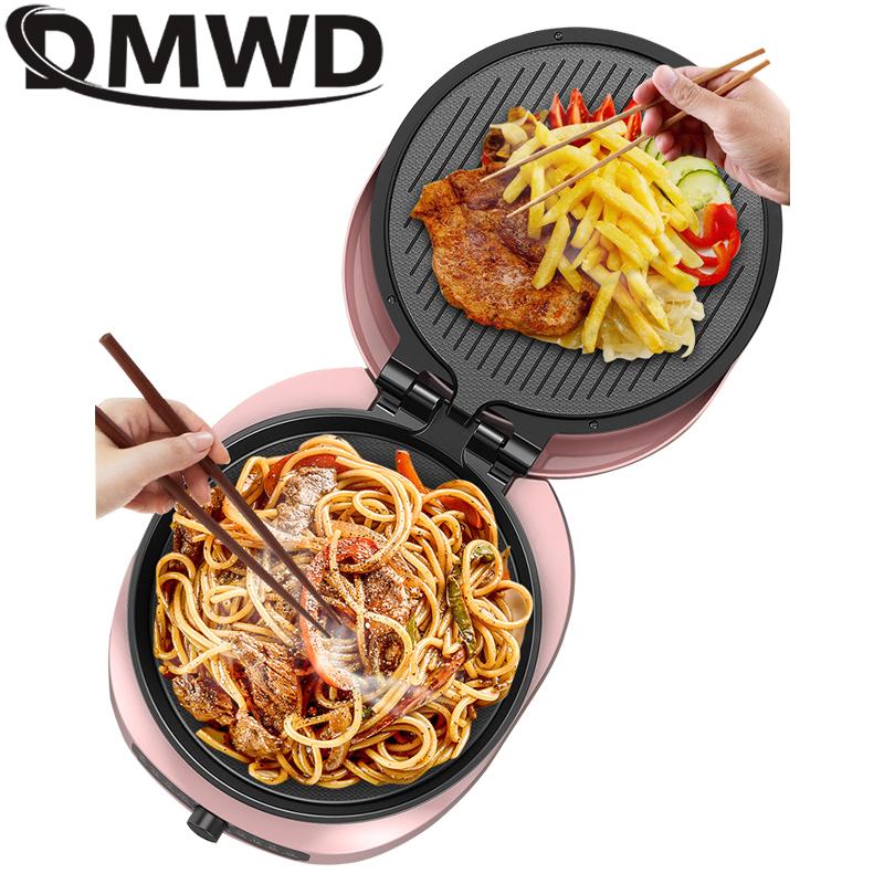 Изображение товара: Электрическая блинница DMWD 110 В/220 В с двумя тарелками, нагревательная сковорода для стейка, барбекю, гриля, сковорода, блинов, пиццы