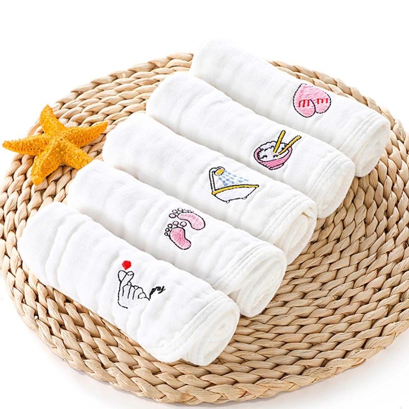 Изображение товара: Мягкая шестислойная марлевая салфетка, 5 шт., плотное полотенце для лица, нагрудники для младенцев, шарф, муслиновые мочалки, салфетка для умывания для мальчиков и девочек, подарки
