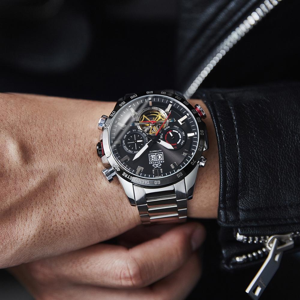 Изображение товара: Автоматические часы для мужчин, мужские часы, механические Спортивные часы, мужские часы с турбийоном из нержавеющей стали, мужские часы 2020 GRMONRE