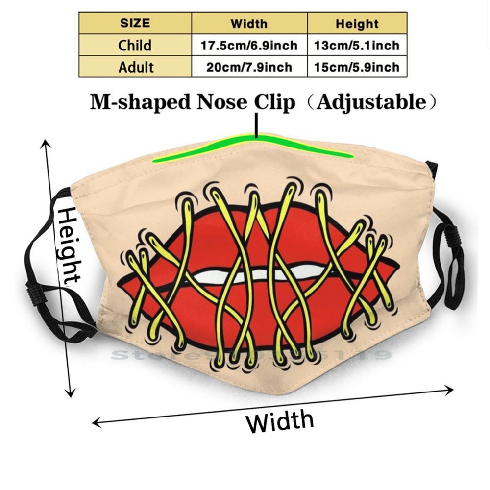 Изображение товара: Сшитый рот дизайн Пылезащитный фильтр смываемая маска для лица дети шили рот, губы в сетке бесшумный ценсор