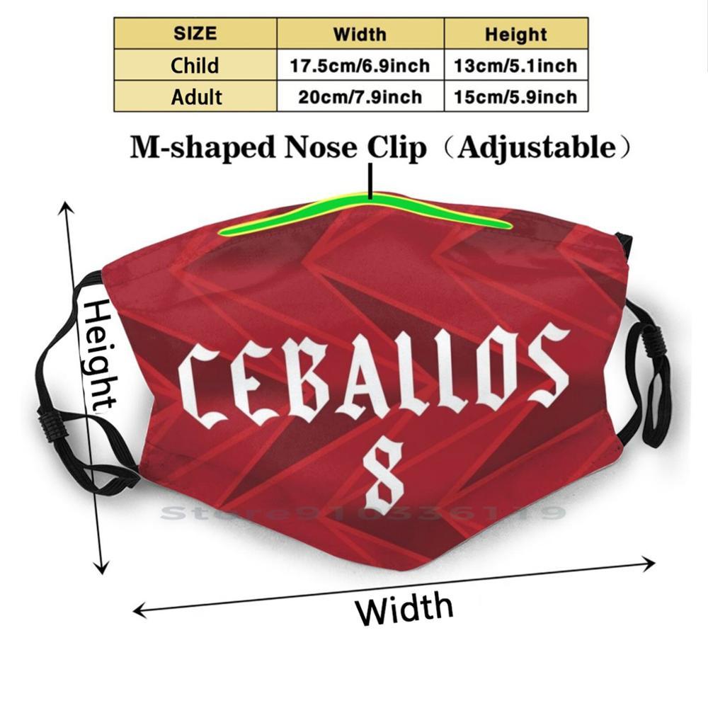 Изображение товара: Рубашка Ceballos 20 / 21 для взрослых и детей, моющаяся смешная маска для лица с фильтром, Ceballos 8 2020 2021 Gunners Red North London Soccer