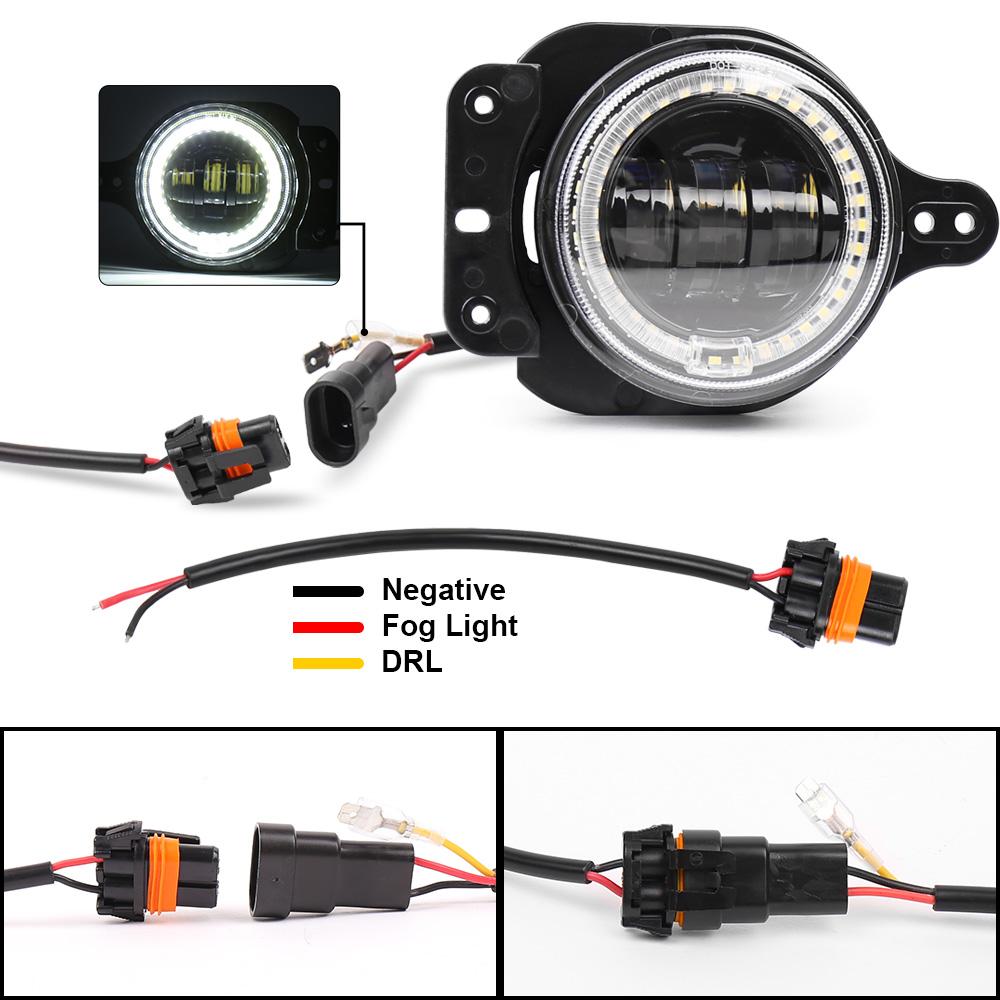 Изображение товара: Противотуманные светодиодные фары 12 В постоянного тока 30 Вт с белым кольцом Ореола, 1 комплект, совместимые с Jeep-Wrangler JL 2018-2019