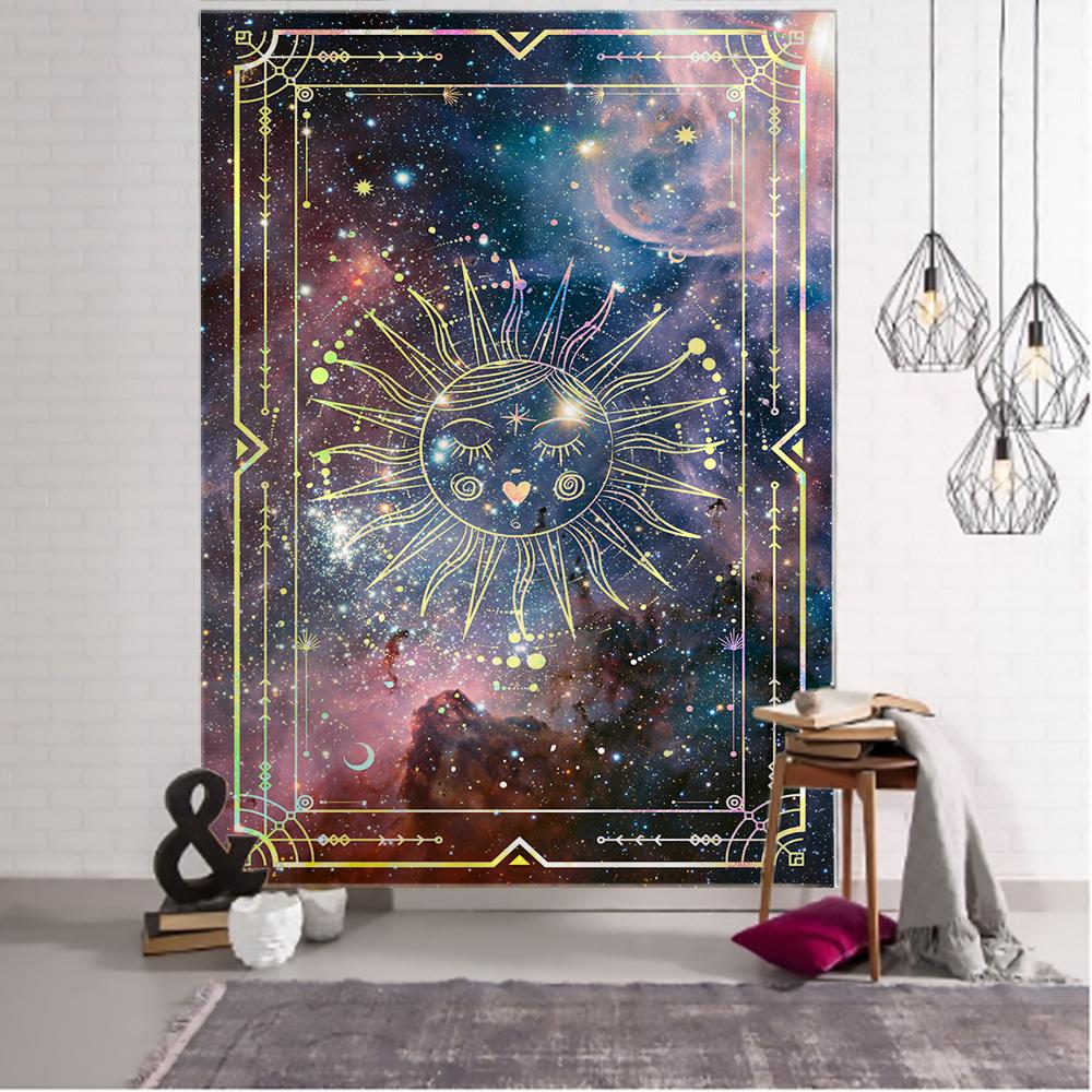Изображение товара: Колдовство Таро гобелен настенный красочный Солнце Луна Звездная Вселенная Psychedelic Tapiz колдовство настенный гобелен