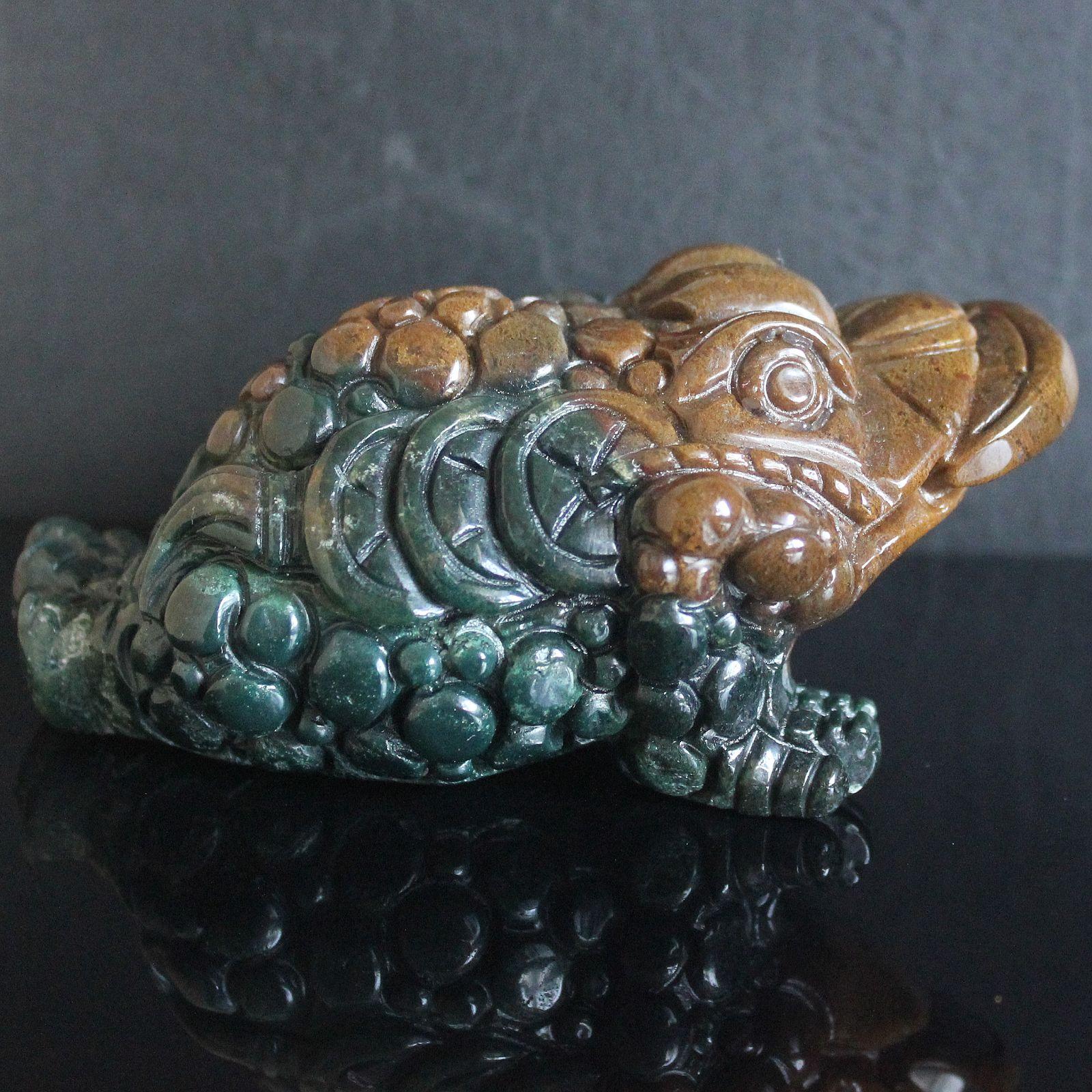 Изображение товара: 104mm  Hand Carved gemstone Indian Agate toad Hoptoad Figurine Animal Carving