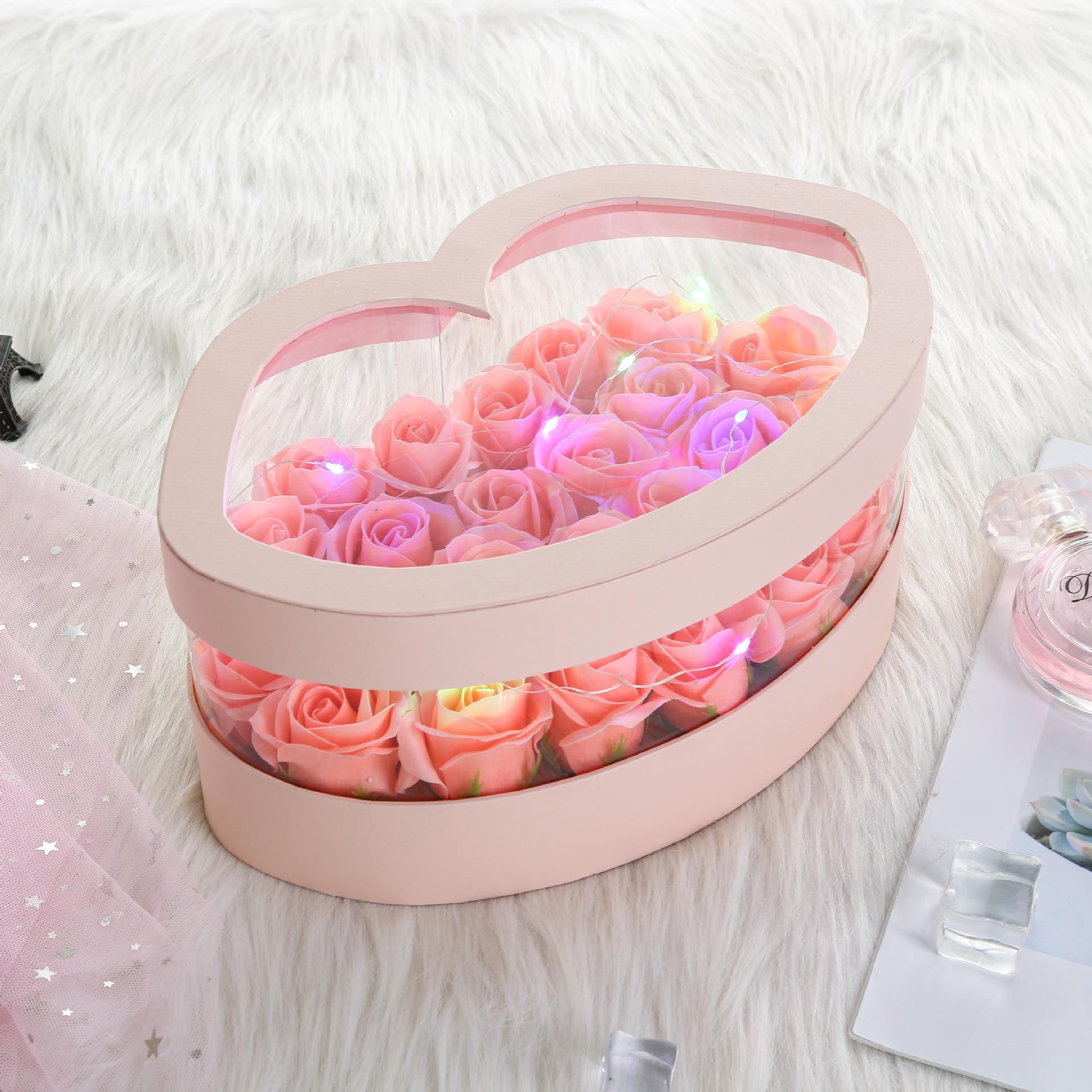 Изображение товара: Прозрачная коробка из ПВХ для цветов на День святого Валентина, креативная коробка с поцелуями, губами, цветами, 520 упаковочная коробка с экспресс-розой, 1 шт.