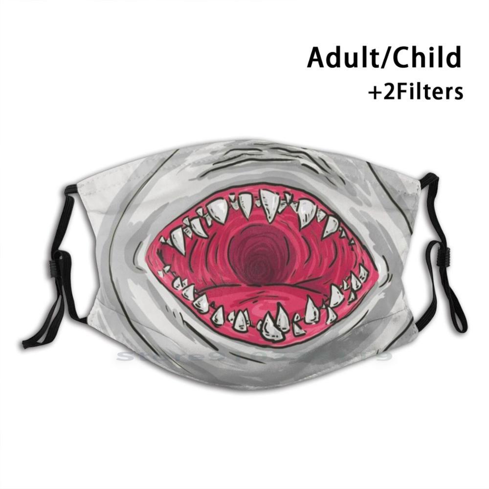 Изображение товара: Пастью акулы рот для взрослых и детей моющиеся смешное лицо маска с фильтром Большая Белая Акула с принтом пасти акулы зубы акулы