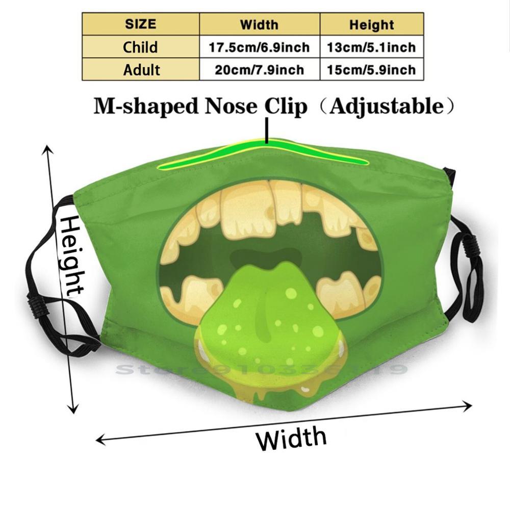 Изображение товара: Slimy Монстр рот с зубами и язык рот дизайн Анти-пыль фильтр смываемая маска для лица дети монстр Рот Зубы язык