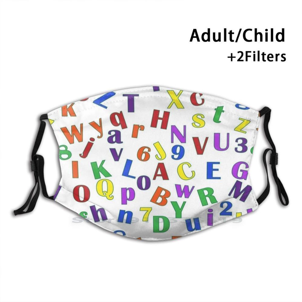 Изображение товара: Abc'S 123'S алфавит и цифры назад в школу милые многоразовые маска для лица с фильтрами дети обратно в школу учителя