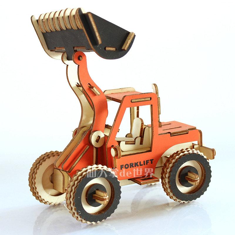 Изображение товара: Вилочный погрузчик 3D пазл DIY обучающая игрушка для детей мальчиков рождественские подарки на день рождения Пазлы деревянный автомобиль