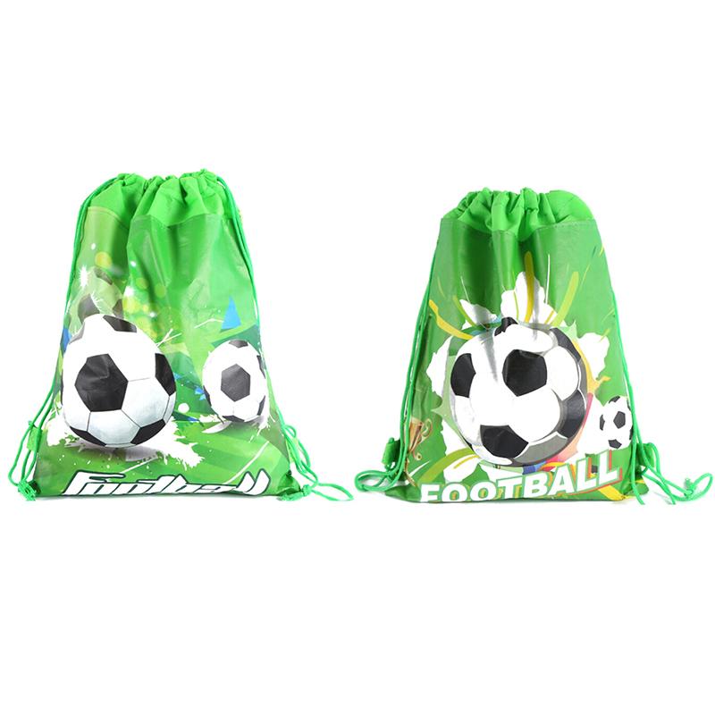 Изображение товара: 5 шт., модные зеленые футбольные Сумки на шнурке, детские сумки для мальчиков, нетканый рюкзак, школьные рюкзаки, случайные