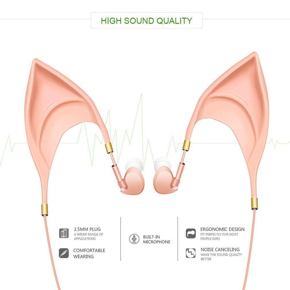 Изображение товара: Милые наушники в форме эльфа с шумоподавлением, дизайн в ушах, универсальные Проводные проводные наушники-вкладыши, встроенный микрофон USB